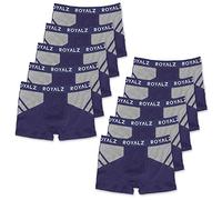 ROYALZ Boxershorts Herren Unterhose 10er Pack Sport-Look Sportiv Männer Unterwäsche Men 10 Set (95% Baumwolle / 5% Elasthan), Größe:XXL, Farbe:10 Dunkelblau/Grau