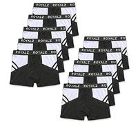 ROYALZ Boxershorts Herren Unterhose 10er Pack Sport-Look Sportiv Männer Unterwäsche Men 10 Set (95% Baumwolle / 5% Elasthan), Größe:L, Farbe:10 Dunkelgrau/weiß