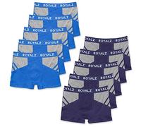 ROYALZ Boxershorts Herren Unterhose 10er Pack Sport-Look Sportiv Männer Unterwäsche Men 10 Set (95% Baumwolle / 5% Elasthan), Größe:M, Farbe:5 Blau/Grau | 5 Dunkelblau/Grau