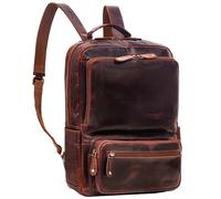 ROYALZ 'Brooklyn' großer Echtleder Rucksack Herren Damen mit Laptop-Fach 14-15.6 Zoll - XL Lederrucksack ideal als Leder Laptoprucksack für Schule Uni Büro Arbeit Freizeit, Farbe:Roma Cognac Braun