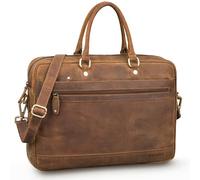 ROYALZ 'Charleston' Echtleder Aktentasche Herren/Damen Umhängetasche Leder groß modern - Business Laptoptasche 14-15.6 Zoll Ledertasche als Henkeltasche Schultertasche, Farbe:Nevada braun