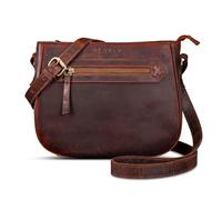 ROYALZ "Cheyenne Vintage Handtasche Damen klein Leder - Echtleder Umhängetasche für Alltag City Ausgehen - Damenhandtasche als moderne Crossbody oder Schultertasche;Farbe:Roma Cognac Braun