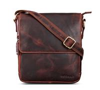 ROYALZ 'Cleveland' Vintage Leder Umhängetasche Herren Klein stilvolle Vintage Männer Schultertasche aus Echtleder, Farbe:Roma Cognac Braun