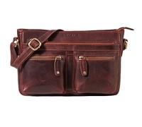 ROYALZ 'Dakota' Vintage Schultertasche Damen Leder kleine Umhängetasche Crossbody Bag - Umhänge Ledertasche Handtasche Damentasche Echt-Leder Elegant, Farbe:Roma Cognac Braun