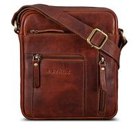 ROYALZ 'Dallas' Kleine Umhängetasche Herren Leder - Männer Schultertasche Echtleder im Vintage Look - Mini Ledertasche ideal für Alltag und Freizeit, Farbe:Roma Cognac Braun
