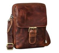 ROYALZ "Dalton 3-in-1 kleine Umhängetasche Herren Echtleder - als Gürteltasche Schultertasche oder Handytasche - Multifunktionale Mini Tasche Leder für Männer;Farbe:Roma Cognac Braun