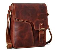 ROYALZ "Denver Moderne Vintage Umhängetasche Herren klein Leder - kleine Schultertasche aus Echtleder für Alltag Freizeit Ausflüge - Ledertasche zum Umhängen;Farbe:Roma Cognac Braun