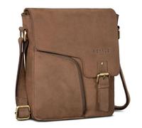 ROYALZ "Denver Moderne Vintage Umhängetasche Herren klein Leder - kleine Schultertasche aus Echtleder für Alltag Freizeit Ausflüge - Ledertasche zum Umhängen;Farbe:Montana Braun