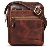 ROYALZ "Franklin Smarte Echtleder Umhängetasche Herren klein - kompakte Männer Ledertasche viele Fächer - Mini Schultertasche aus Leder im modernen Vintage Look;Farbe:Roma Cognac Braun