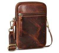 ROYALZ "Gilbert 3-in-1 Umhängetasche Herren Klein Leder - Multifunktionale Tasche klein als Gürteltasche Schultertasche und Handytasche - kleine Ledertasche zum Umhängen;Farbe:Roma Cognac Braun