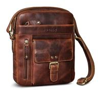 ROYALZ "Greyson kompakte Herren Umhängetasche Leder - Echtleder Schultertasche Männer klein im modernen Vintage Look - smarte kleine Ledertasche Herren Alltag & Ausflüge;Farbe:Roma Cognac Braun