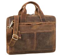 ROYALZ 'Houston' flache Leder Umhängetasche Herren Damen Mittel-groß - moderne Vintage Ledertasche 14-15 Zoll Laptoptasche Echtleder Business Aktentasche Büro Freizeit, Farbe:Nevada braun