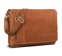 ROYALZ Leder Umhängetasche 'New Jersey' Premium Büffel-Leder - Ledertasche Laptop Fach 13 bis 15.6 Zoll groß ideal als Aktentasche Freizeittasche Echtleder Damen & Herren, Farbe:Texas Braun