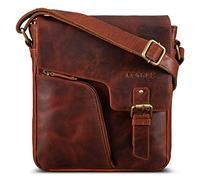 ROYALZ Moderne Vintage Umhängetasche Herren klein Leder 'Denver' kleine Ledertasche Echtleder Herrentasche zum Umhängen Schultertasche für Alltag Freizeit Arbeit, Farbe:Roma Cognac Braun