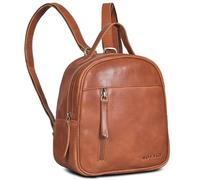 ROYALZ 'Olympia' Lässiger Kleiner Lederrucksack Damen Echtleder im Vintage Look - Eleganter Mini Rucksack perfekt als Tagesrucksack Cityrucksack Rucksackhandtasche, Farbe:Texas Braun