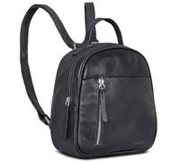 ROYALZ 'Olympia' Lässiger Kleiner Lederrucksack Damen Echtleder im Vintage Look - Eleganter Mini Rucksack perfekt als Tagesrucksack Cityrucksack Rucksackhandtasche, Farbe:Schwarz