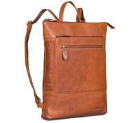 ROYALZ 'Orlando' flacher Vintage Lederrucksack Herren und Damen Echtleder mittel-groß - 14 bis 15,6 Zoll Laptop Rucksack Tagesrucksack Leder für Business Uni Freizeit, Farbe:Texas Braun