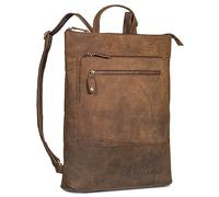 ROYALZ 'Orlando' flacher Vintage Lederrucksack Herren und Damen Echtleder mittel-groß - 14 bis 15,6 Zoll Laptop Rucksack Tagesrucksack Leder für Business Uni Freizeit, Farbe:Nevada braun