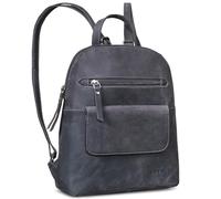 ROYALZ "Providence Echtleder Rucksack Damen klein elegant - Rucksackhandtaschen Leder für Frauen - Moderner Mini Lederrucksack im Vintage Look Cityrucksack;Farbe:Navy Grau