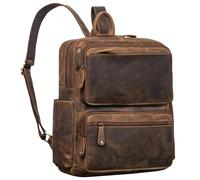 ROYALZ 'Rockford' XL Rucksack Leder Herren Damen Echtleder Laptoptasche 14-15,6 Zoll Notebook DIN A4 Business Lederrucksack Arbeitsrucksack Tagesrucksack, Farbe:Nevada braun