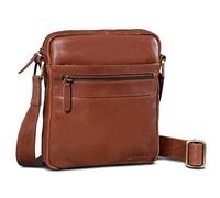 ROYALZ 'Trenton' Kompakte Herren Umhängetasche Leder Klein - Alltagstasche im stilvollen Vintage Design Seitentasche Männer-Tasche Schultertasche Ledertasche zum Umhängen, Farbe:Texas Braun