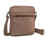 ROYALZ 'Trenton' Kompakte Herren Umhängetasche Leder Klein - Alltagstasche im stilvollen Vintage Design Seitentasche Männer-Tasche Schultertasche Ledertasche zum Umhängen, Farbe:Montana Braun