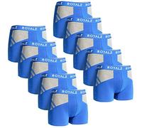 ROYALZ Unterhosen Herren Boxershorts 10er Pack sportlich-modernes Sportiv Design, 10er Set (95% Baumwolle / 5% Elasthan), Größe:XXL, Farbe:10 Blau/Grau