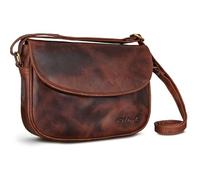 ROYALZ "Vermont Echtleder Handtasche Damen klein im Vintage Look - kleine moderne Ledertasche perfekt als Ausgehtasche Abendtasche Schultertasche im Alltag Freizeit City;Farbe:Roma Cognac Braun