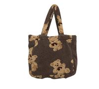ROYJJ Damen Plüschbär-Handtaschen, Mädchen, modisch, Lamm-ähnlich, Stoff, Schultertasche, Winter, warm, niedlich, Büchertaschen, Geschenke für Mädchen, Schultertasche für Frauen, Crossbody, Hippie, BN