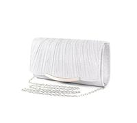 RPAEOY Clutch Damen Glitzer Pailletten Plissiert Abendtasche Abnehmbarer Kettentasche Hochzeit Freizeit Date Hochzeit Cocktail Party Tanz Party Geburtstagsfeier Geschenk (Silber)