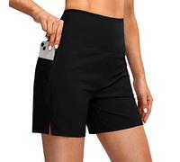 RPAEOY Damen Badeshorts Badehose Schnell Trocknende Boardshorts Schwimmshorts UV Schutz Bikini Shorts mit Taschen Schwimmhose Eingrifftasche Sporthose für Schwimmen Laufen Freizeit (Schwarz,L)