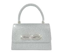 RPAEOY Damen Clutch Elegante Fliege Handtasche Glitzer Tasche Abendtasche Brauttasche Tasche Crossbody Umhängetasche für Hochzeit Party Date Abschlussball Silber