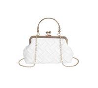 RPAEOY Damen Clutch Zopf PU Leder Brauttasche Elegant Handtasche Umhängetasche Tasche Crossbody Tasche Abendtasche für Hochzeit Abendparty Party Feiertage Weiß
