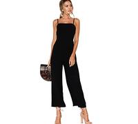RPAEOY Damen Elegant Lang Jumpsuit Ärmellos Overall Sommer Casual Hosenanzug Playsuit Hohe Taille Kurzarm Onepiece Romper Dungaree Lose Hose Overalls M