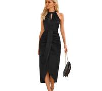 RPAEOY Damen Kleider Ärmelloses Kleid mit Hängendem Hals Elegant Bodycon Kleid Cocktailkleid Bleistiftkleid Pencilkleid Party Büro Kleider (Schwarz,L)