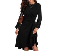 RPAEOY Damen Kleider Langarm Rüschen Bodycon Puffärmel Kurz Kleider Enges Bleistiftkleid Elegantes Bohemian Tunikakleider Vintage Formal Kleid für Cocktail Abend Büro (Schwarz/S)