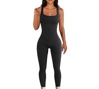 RPAEOY Jumpsuit Damen Sommer Lang Gerippter Overall Sportlich Hosenanzug Ärmellos Figurbetont Jumpsuits Turnanzug Onesie Romper Trainingsanzug Schicke Hosenanzüge