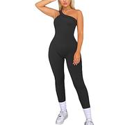 RPAEOY Jumpsuit Damen Sommer Lang Oneshoulder Einteiler Overall Sportlich Hosenanzug Elegant Bodycon Romper Onesie Jumpsuit Outfit Turnanzug Schicke Hosenanzüge