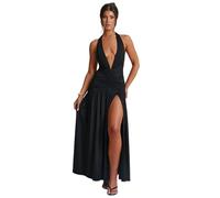 RPAEOY Kleid Damen Maxikleid Wickelkleid Tiefer V Ausschnitt Sommerkleid Elegant Schlitz Bodycon Cocktailkleid Partykleid Lang Hochzeit Abendkleider (M)