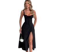 RPAEOY Kleid Damen Sexy Schlitz Sommerkleid Elegant Spaghetti Wickelkleid Bleistiftkleid Bodycon Cocktailkleid Abendkleider Partykleider (M)