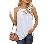 RPAEOY Tank Top Damen Elegant Oberteile Sexy Sommer Blusentop Weste Tunika Casual Lose Shirt Strand Blusentop Ärmellose Basic(Weiß,L)
