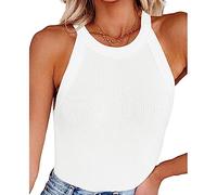 RPAEOY Tank Top Damen Neckholder Tops Sommer Elegant Ärmellos Trägertop Basic Tops Racerback Shirt Trägershirt Achselshirts Ribbed Oberteile Spaghettiträger Weste Sport Ärmelloses