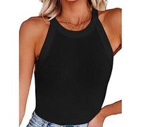 RPAEOY Tank Top Damen Neckholder Tops Sommer Elegant Ärmellos Trägertop Basic Tops Racerback Shirt Trägershirt Achselshirts Ribbed Oberteile Spaghettiträger Weste Sport Ärmelloses