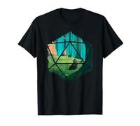 RPG, Dungeons, Table Top Games & Dragons Gifts Forest Fantasy Waldmuster T-Shirt Schwarz Klein Klassische Passform Halbarm Unisex Männer