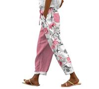 Rpporm Amazon Outlet Angebote Sale Safari Hose Damen, 7/8 Leinenhose Damen Sommer Leicht Stoffhose Lockere Sommerhose Lässig Strandhose Mit Taschen Schlupfhose Damen Viskose Damen Sommerhosen 7/8