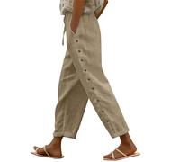 Rpporm Baggy Jogginghose Damen, Amazon Warehouse Deal 7/8 Leinenhose Damen Sommer Leicht Stoffhose Lockere Sommerhose Lässig Strandhose Mit Taschen Linen Trousers Women Freizeithose Damen