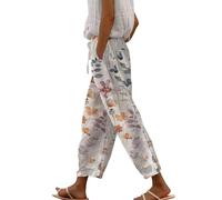 Rpporm Bauchweg Hose Damen Jeans, Black-Friday-Angebote 7/8 Leinenhose Damen Sommer Leicht Stoffhose Lockere Sommerhose Lässig Strandhose Mit Taschen Leinen Hosen Frau Sommer Sommerhose Damen Locker