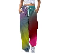 Rpporm Bekleidung Damen Sale, Damen Jogginghose, Damen Jogginghose Zweifarbige Hose Freizeithose Hohe Taille Sporthose Trainingshose Sweatpants Baggy Sweathose Sommerhose Damen Lang