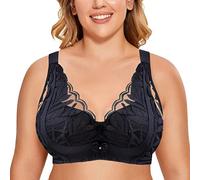 Rpporm BH Grosse Grössen Damen-Bügel-BH, Spitzen-BH mit Blumenmuster, ungefüttert, ungefüttert, vollflächiger BH in Übergröße Spitzentop
