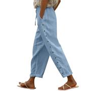 Rpporm Chiffon Hose Damen, Amazon Warehouse Deal 7/8 Leinenhose Damen Sommer Leicht Stoffhose Lockere Sommerhose Lässig Strandhose Mit Taschen Damenhose 7/8 Sommer Passend Baggy Cargo Pants
